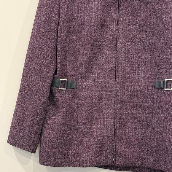 Jessica Petites Zip Front Collared Blazer Suit Jacket Purple/Black 16P - Picture 3 of 8